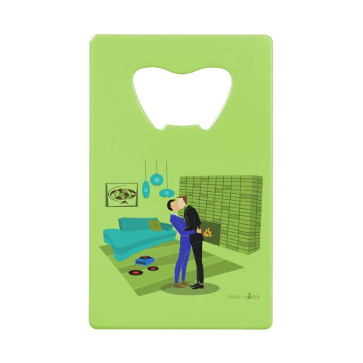 Retro Gay Couple Stainless Steel Flaschenöffner (Vorderseite)