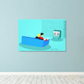 Retro Gay Couple Stretched Canvas Print Leinwanddruck (Insitu (Holzboden))