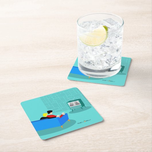 Retro Gay Couple TV Paper Untersetzer (Vor Ort)