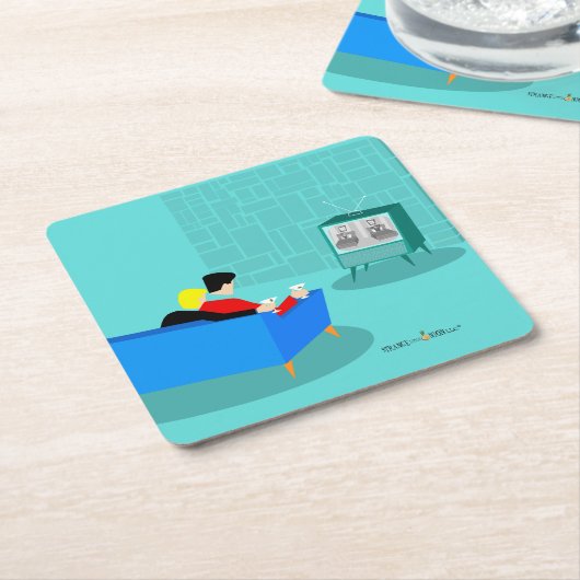 Retro Gay Couple TV Paper Untersetzer (angewinkelt)