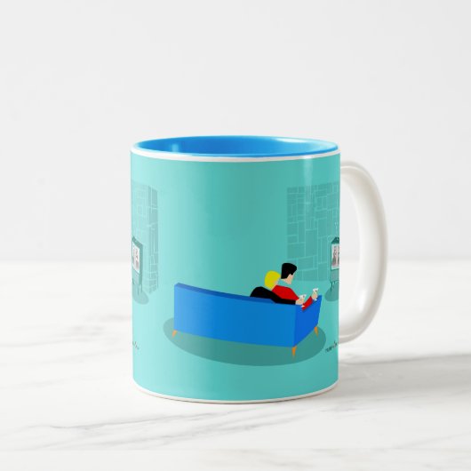 Retro Gay Couple-TV-Tasse Zweifarbige Tasse (VorderseiteRechts)
