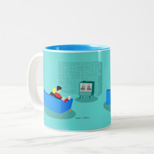 Retro Gay Couple-TV-Tasse Zweifarbige Tasse (Vorderseite Links)