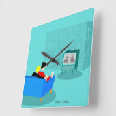 Retro Gay Couple Watching TV Akryllische Wall-Uhr Quadratische Wanduhr (Winkel)