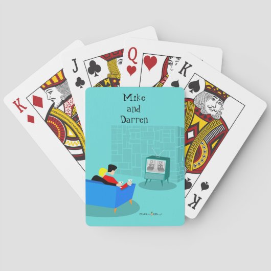 Retro Gay Couple Watching TV Classic Playing Cards Spielkarten (Rückseite)