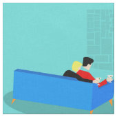 Retro Gay Couple Watching TV Fabric Stoff (Nahaufnahme)