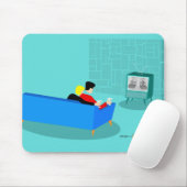 Retro Gay Couple Watching TV Mousepad (Mit Mouse)