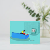 Retro Gay Couple Watching TV Postkarte (Stehend Vorderseite)
