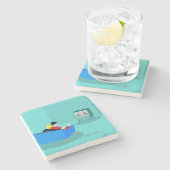 Retro Gay Couple Watching TV Stone Untersetzer (Seitenansicht)