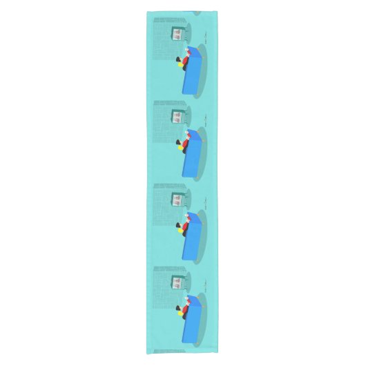 Retro Gay Couple Watching TV Table Runner Kurzer Tischläufer (Vorderseite)