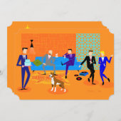 Retro Gay Party Einladungen (mit Hund) (Vorne/Hinten)