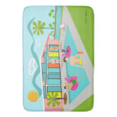 Retro Gay Pink Flamingo Pool Party Badematte (Vorderseite Vertikal)