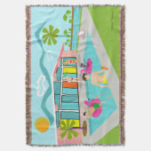 Retro Gay Pink Flamingo Pool Party Decke (Vorderseite Vertikal)