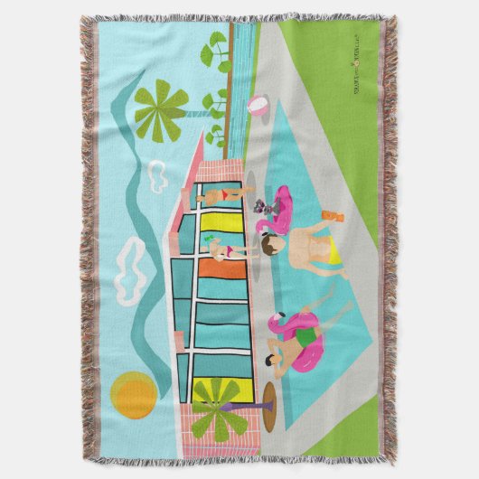 Retro Gay Pink Flamingo Pool Party Decke (Vorderseite Vertikal)