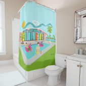 Retro Gay Pink Flamingo Pool Party Duschvorhang (Beispiel)