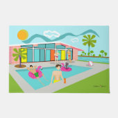 Retro Gay Pink Flamingo Pool Party Fußmatte (Vorderseite)