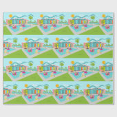 Retro Gay Pink Flamingo Pool Party Geschenkpapier (Flach)