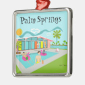 Retro Gay Pink Flamingo Pool Party Ornament Aus Metall (Links)