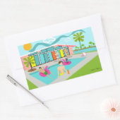 Retro Gay Pink Flamingo Pool Party Rechteckiger Aufkleber (Umschlag)