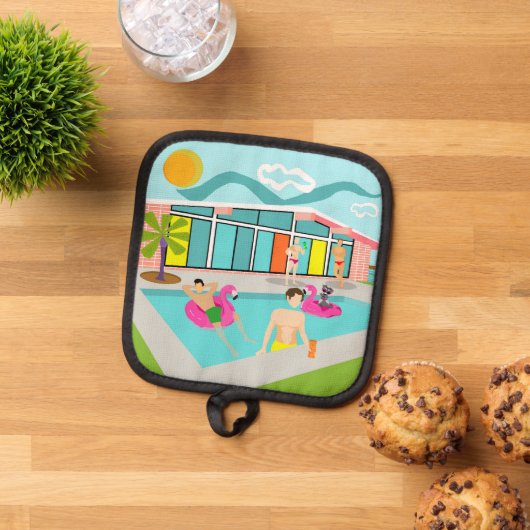 Retro Gay Pink Flamingo Pool Party Topflappen (Oben Unten)