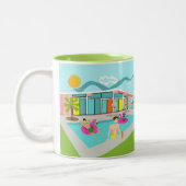 Retro Gay Pink Flamingo Pool Party Zweifarbige Tasse (Links)