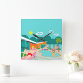 Retro Gay Pool Party Acrylic Wall Clock Quadratische Wanduhr (Zuhause)