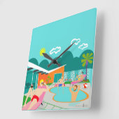 Retro Gay Pool Party Acrylic Wall Clock Quadratische Wanduhr (Winkel)
