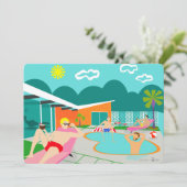 Retro-Gay-Pool-Party Einladung (Stehend Vorderseite)