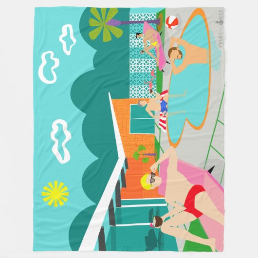 Retro Gay Pool Party Fleece Blanket (Vorderseite)