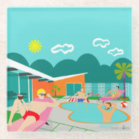 Retro Gay Pool Party Glass Untersetzer