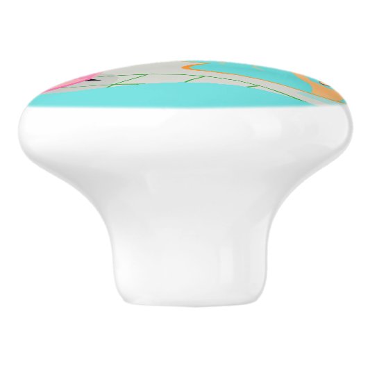 Retro Gay Pool Party Keramik Pull Keramikknauf (Seitenansicht)