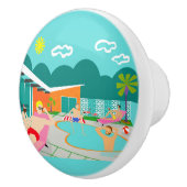 Retro Gay Pool Party Keramik Pull Keramikknauf (Rechts)