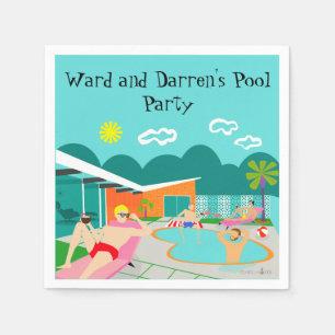 Retro Gay Pool Party Paper Napkin Serviette