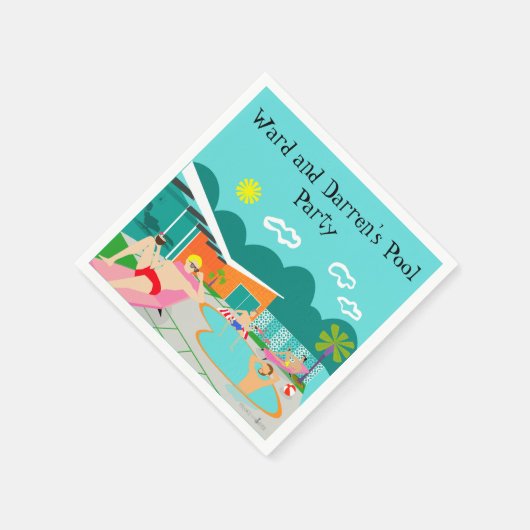 Retro Gay Pool Party Paper Napkin Serviette (Ecke)
