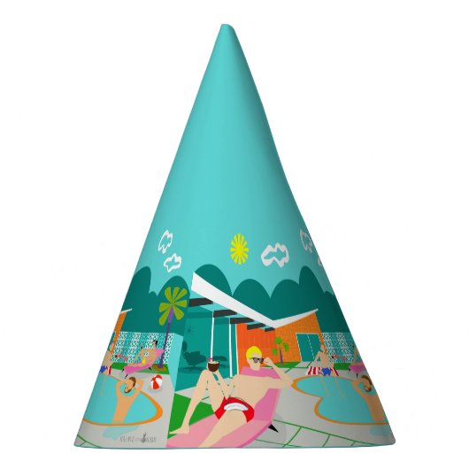 Retro Gay Pool Party Party Hat Partyhütchen (Rechts)