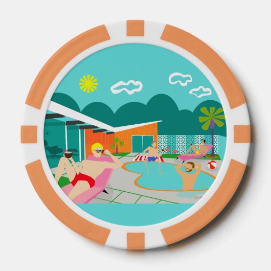 Retro Gay Pool Party Poker Chip (Vorderseite)