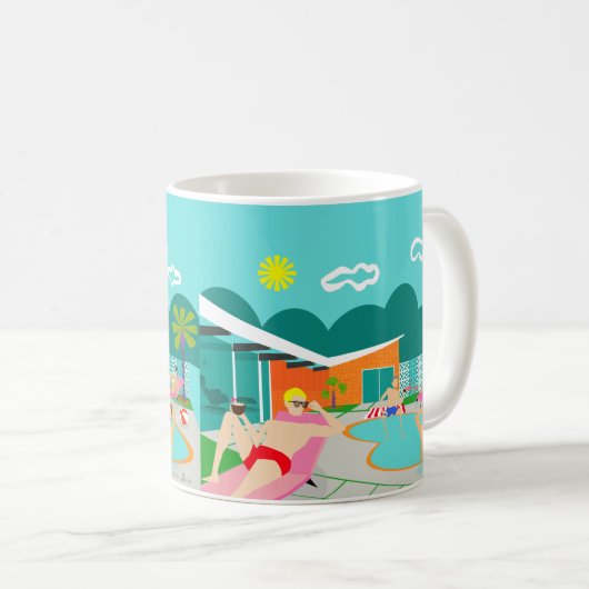 Retro Gay Pool Party Poster Tasse (VorderseiteRechts)