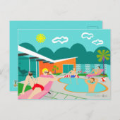Retro Gay Pool Party Postkarte (Vorne/Hinten)