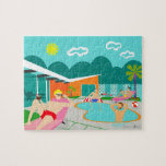 Retro Gay Pool Party Puzzle<br><div class="desc">Das Retro Gay Pool Party Puzzle verfügt über vier hundige Beefcakes, die eine schwul-alte Zeit haben, da sie die Hitze der Palmsprings überwinden, indem sie sich um das türkisblaue Wasser ihres atomar gebogenem Becken herumlocken. Die moderne Architektur des mittelalterlichen, orangefarbenen Steinhauses ist angesichts der Aussicht auf die Berge im Hintergrund...</div>