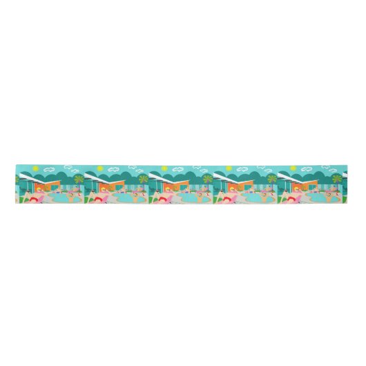 Retro Gay Pool Party Ribbon Satinband (Vorderseite)