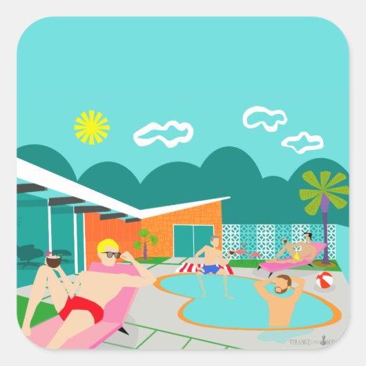 Retro Gay Pool Party Sticker (Vorderseite)