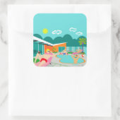 Retro Gay Pool Party Sticker (Tasche)