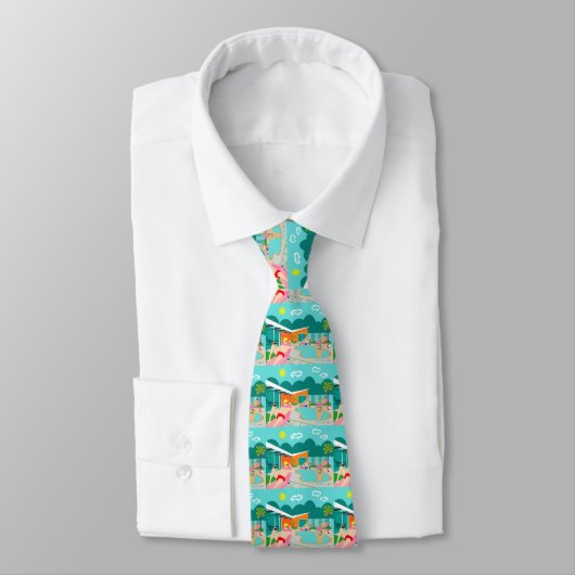Retro Gay Pool Party Tiled Necktie Krawatte (Gebunden)
