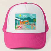 Retro Gay Pool Party Trucker Hat Truckerkappe (Vorderseite)