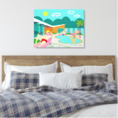 Retro Gay Pool Party überzogene Canvas Print Leinwanddruck (Insitu (Schlafzimmer))