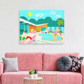 Retro Gay Pool Party überzogene Canvas Print Leinwanddruck (Insitu (Wohnzimmer))