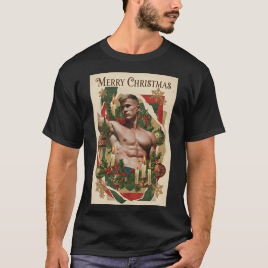 Retro Gay Pride Christmas Card gift T-Shirt (Vorderseite)
