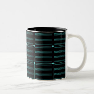 Retro Gebäude Blockiert Tasse, Aquamarin Zweifarbige Tasse