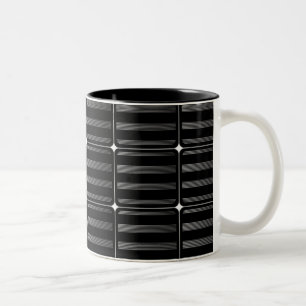 Retro Gebäude Blockiert Tasse, grau Zweifarbige Tasse