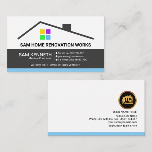 Retro Gebäude Dachdecker Zuhause Instandsetzung Visitenkarte (Vorne/Hinten)