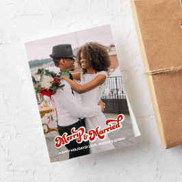 Retro geben Sie "Merry & Verheiratet" Full Foto Ca Feiertagskarte